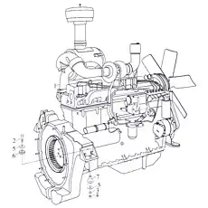 Дизель-мотор и дополнительные детали - Блок «Монтаж двигателя»  (номер на схеме: 1)