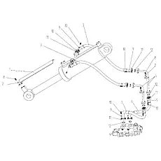 Multiple unit valve (Cat pilot) D32-00 - Блок «Tipping Cylinder Piping (Pilot)»  (номер на схеме: 4)