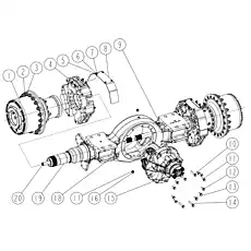 Axle housing assembly - Блок «Передний привод оси (с шинами 18.00-25)»  (номер на схеме: 19)