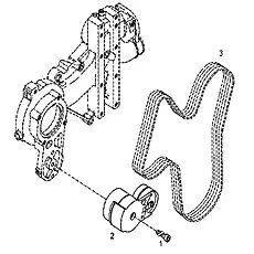 Belting tighener D04294490 - Блок «Belt tensioner»  (номер на схеме: 2)