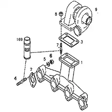 Stud D02143324 - Блок «Exhaust pipe»  (номер на схеме: 4)