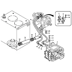 Rubber hose - Блок «Hydraulic system, hydraulic tank to hydraulic pump»  (номер на схеме: 14)