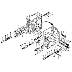 ••Ring - Блок «Main control valve, boom and bucket and travel Rh»  (номер на схеме: 13)