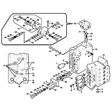 •Spring - Блок «Main control valve, relife valve and boom holding»  (номер на схеме: 31)