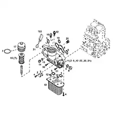 Filter element D04252239 - Блок «Oil cooler box»  (номер на схеме: 16)