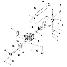 CONFLUENCE FLANGE LG855DⅡ.07.04.01 - Блок «IMPLEMENT PUMP PLUMBING ASSEMBLY»  (номер на схеме: 16)