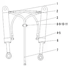 PIPE OF STEERING CYLINDER - Блок «Цилиндр рулевого управления в сборе»  (номер на схеме: 3)