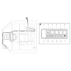 Switch panel JK931-01CKJ - Блок «Electrical system module without cab O1-2937001409»  (номер на схеме: 9)