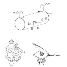 AIR RESERVOIR BODY - Блок «Воздушный резервуар, клапан управления тормозом, осушитель воздуха»  (номер на схеме: 1)