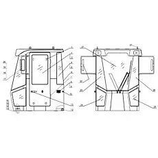 Правое стекло передней обшивки - Блок «Кабина 4»  (номер на схеме: 24)
