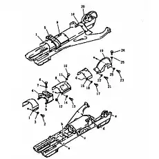 CAGE, REAR, L.H. - Блок «Крышка рамы гусеницы»  (номер на схеме: 15)