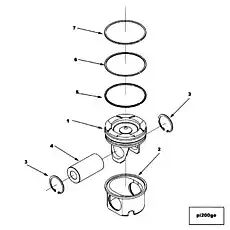 Ring, Compression Piston (2nd Ring) - Блок «Engine Piston Kit»  (номер на схеме: 6)