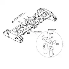 Chassis frame assembly - Блок «CHASSIS FRAME VALVE ELEMENT ASSEMBLED (SLIDING BEAM, HIGH-PRESSURE OIL FILTER) D00755704810600000Y»  (номер на схеме: 229)