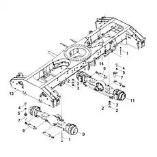 Rear drive axle, steerable - Блок «STEERING SYSTEM D00757703400000000Y»  (номер на схеме: 12)
