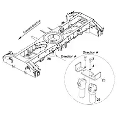 Chassis attachments welded - Блок «CHASSIS FRAME VALVE INSTALLATION (HIGH-PRESSURE OIL FILTER INSTALLATION) D00755914810200001Y»  (номер на схеме: 28)