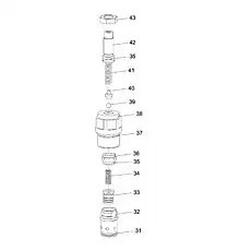 Pressure adjusting screw - Блок «SLEWING CUSHION VALVE (RELIEF VALVE) D1010300495_6500Y»  (номер на схеме: 42)