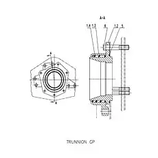 SUPPORT-ENGINE - Блок «TRUNNION GP C82DZ-M8N0107»  (номер на схеме: 1.3)
