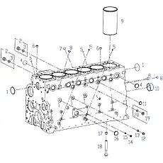 BOLT, MAIN BEARING CAP - Блок «Body, main bearing cap, cylinder liner, piston cooling nozzle»  (номер на схеме: 18)