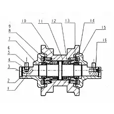 Вал опорного катка - Блок «1Т16313 Однофланцевый опорный каток»  (номер на схеме: 3)