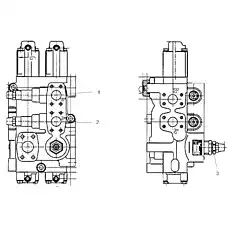 big cavity overload valve - Блок «Рабочий распределительный клапан»  (номер на схеме: 2)