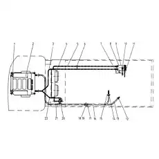 tube between compressor & condenser - Блок «Система кондиционирования»  (номер на схеме: 5)