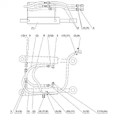 Hose assembly 19-660 - Блок «STEERING CYLINDER PIPING»  (номер на схеме: (2))
