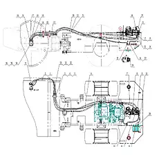 Traveling pump and axle motor hose - Блок «Гидросистема хода»  (номер на схеме: 14)