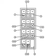 EMERGENCY LOWERING MARK PLATE - Блок «Левая панель управления»  (номер на схеме: 18)