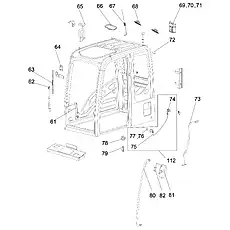 WIPER BLADE MOVABLE ARM ASSEMBLY - Блок «Кабина»  (номер на схеме: 62)