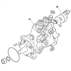 STOPPER (SOLENOID VALVE) - Блок «Форсунки топливного насоса (клапан соленоида)»  (номер на схеме: 15)