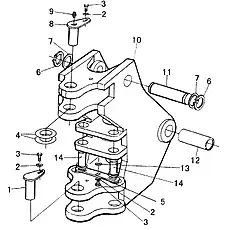 Boom cylinder pin hinge shaft - Блок «OSCILLATION FRAME ASSEMBLY»  (номер на схеме: 11)