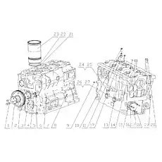Idle gear shaft - Блок «D30-1002000/10 Блок цилиндров в сборе»  (номер на схеме: 4)