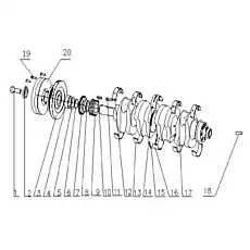 Tightening bolt of crankshaft belt pulley - Блок «D7019-1005000/01 Коленвал и маховик в сборе»  (номер на схеме: 1)