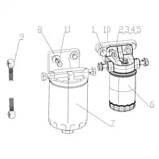 Fuel inlet pipe assembly, Injection pump - Блок «D7019-1105000/05 Топливный фильтр в сборе»  (номер на схеме: 9)