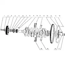 Main bearing (upper) - Блок «B30-1005000 Коленвал и маховик в сборе»  (номер на схеме: 12)