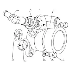 Steering pump oil outlet joint assembly - Блок «E24FB-3407000 Рулевой насос в сборе»  (номер на схеме: 8)