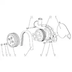 Water pump additional belt pulley - Блок «G0211-1307000 Водяной насос в сборе»  (номер на схеме: 4)
