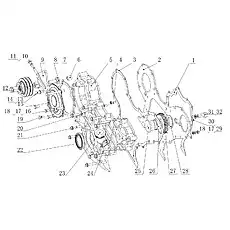Air compressor pump idler gear seat - Блок «G6000-1002030 Запчасти корпуса механизма синхронизации»  (номер на схеме: 25)