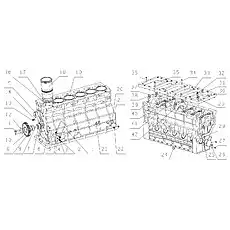 Cylinder block - Блок «J5600-1002000 Блок цилиндров в сборе»  (номер на схеме: 19)