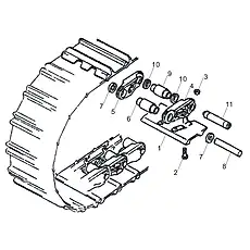 Стопорный вал гусеничной цепи - Блок «Гусеница в сборе (1031400791)»  (номер на схеме: 11)