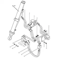 Гидроцилиндр подъема отвала (левый) - Блок «Масляный канал подъема отвала (004904152A0000000) - 2»  (номер на схеме: 19)