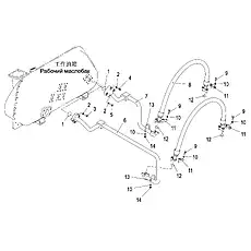 Резиновый шланг в сборе F2SN15(L71) 15(L71) 161616-1300G - Блок «Масляный канал рыхлителя (004904087A0000001)»  (номер на схеме: 8)