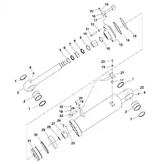 Clip 07282-03411 - Блок «Ripper Lift Cylinder (004902063A0800000/004902063A1000000)»  (номер на схеме: 24)